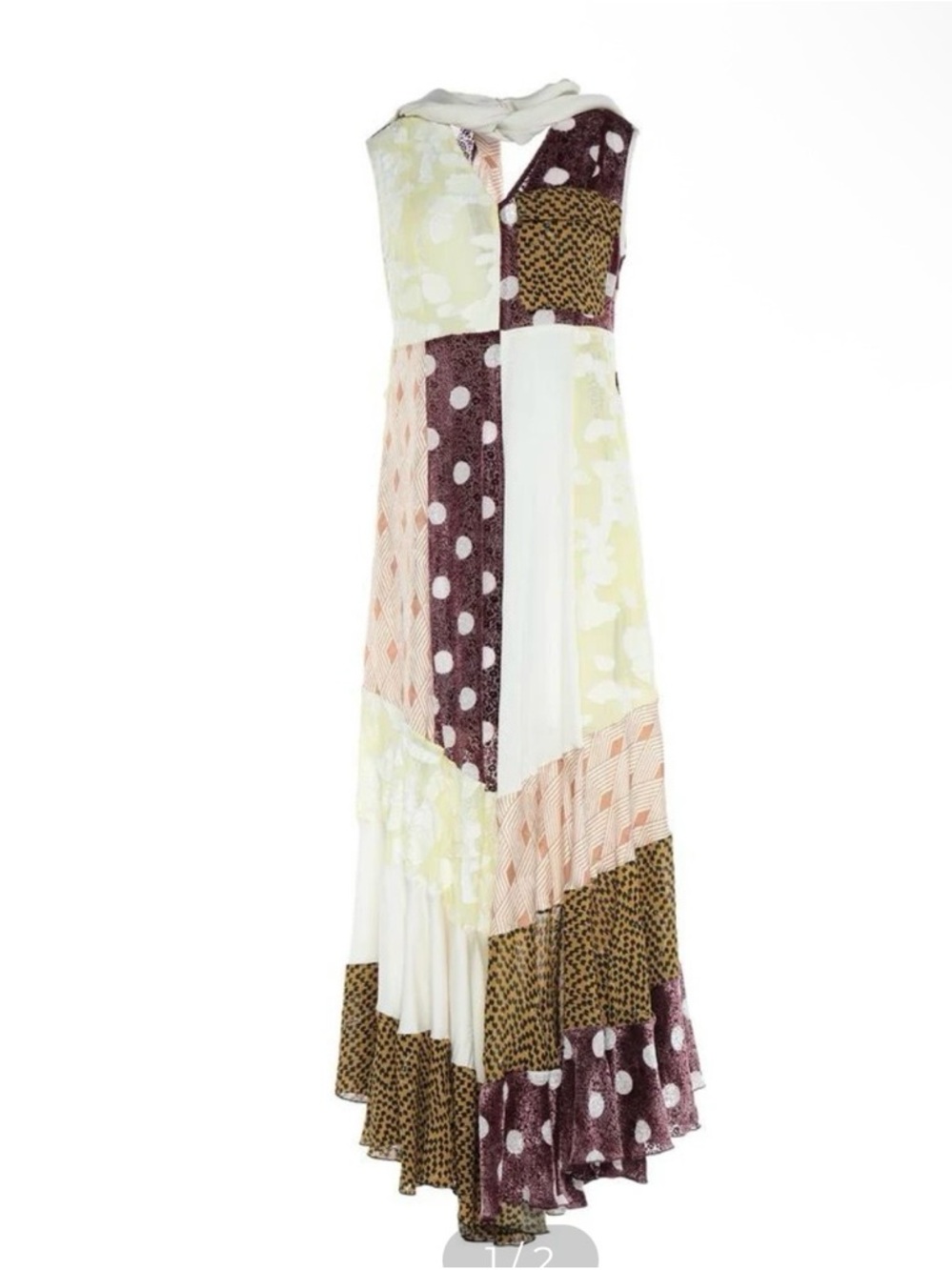 Golden Goose Daisy Satin Velvet Patchwork Maxi Dress Size Small NWOT - Picture 2 of 9